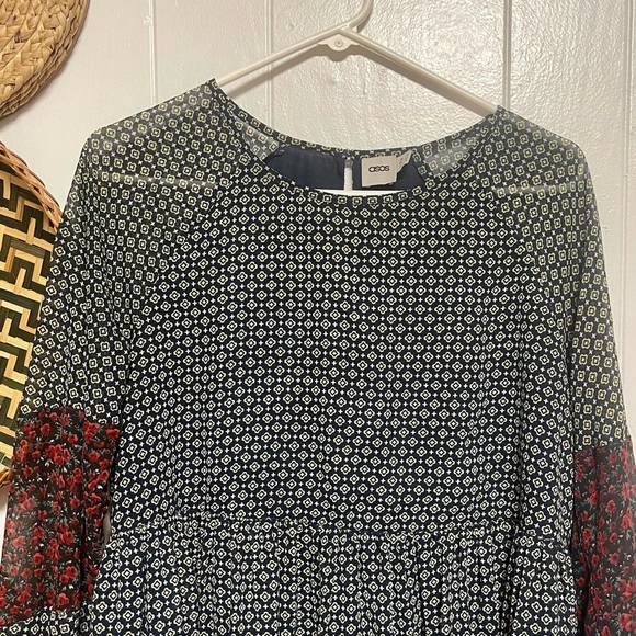 Asos Mixed Print Paisley/floral Boho Smocked Flowy Prairie Dress size 8 - Picture 3 of 6
